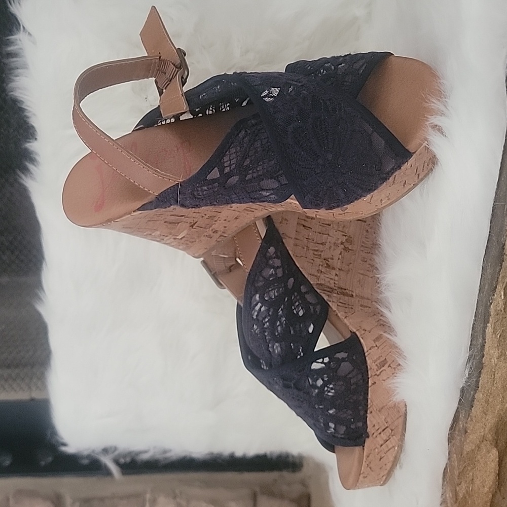 Navy Lace Jellypop wedge